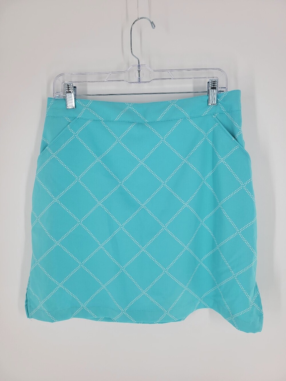 Coral Bay Aqua Mini Golf Tennis Skort with White Diamond Print Size 10